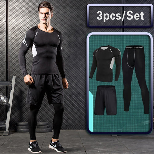 Load image into Gallery viewer, Men&#39;s running sets Gym Tight Sport Clothing Basketball Training Tracksuit Fitness Jogging Sports Wear Compression Sports Clothes
