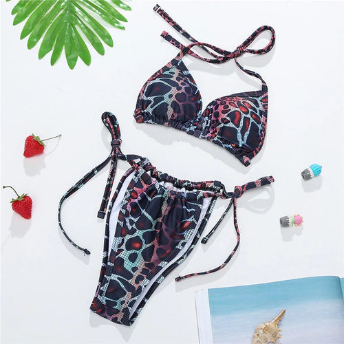 Load image into Gallery viewer, Three pieces Bikini 2023 Halter Swimsuit for Women Swimwear with Cover Ups Bandage Brazilian Bikini Bathing Suit
