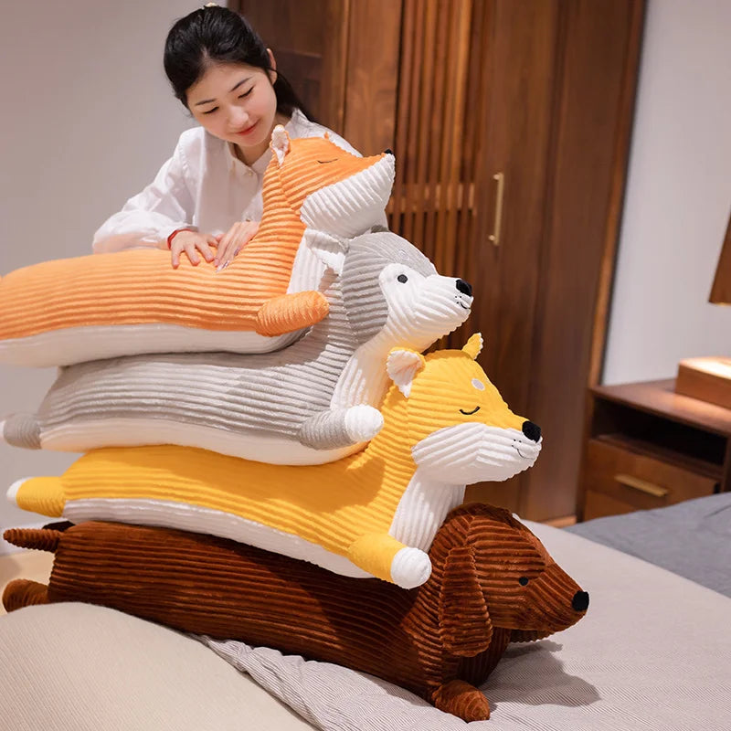 1pc 110cm Cartoon Long Body Fox &Husky Shiba Inu &Sausagedog Plush Toys Cute Animal Dolls Sleeping Pillow for Children Kids