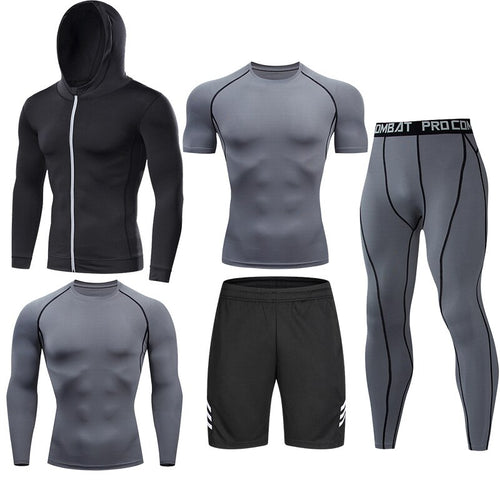 Load image into Gallery viewer, Men Tracksuit Sports Suit Gym Compression Clothing Fitness Running Set Jogging Sportwear Long Sleeves Shirts Sport Suit Rashgard
