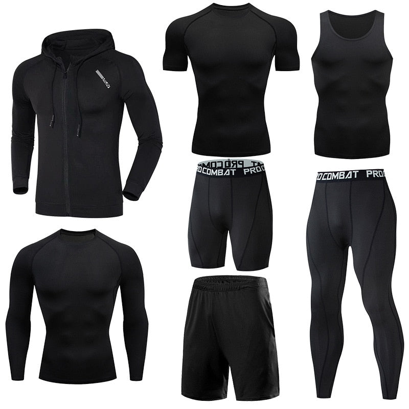 Men Running Jogging Training Clothes Sets Football Basketball Cycling Fitness Sport Wear Kits Teenager Compression Sportswear