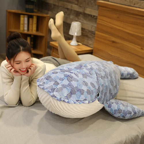 Load image into Gallery viewer, High Quality 110cm Giant Size Whale Plush Toy Blue Sea Animals Stuffed Toy Huggable Shark Soft Animal Pillow Kids Gift
