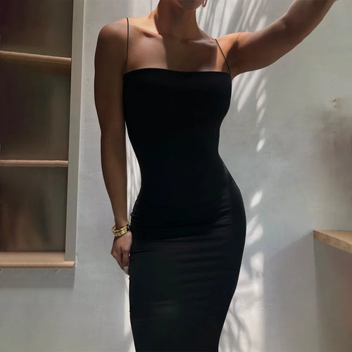 Load image into Gallery viewer, Sexy Spaghetti Strap Long Dress Women Summer Bandage Bodycon Dresses 2021 Female Black Sleeveless Night Party Vestidos
