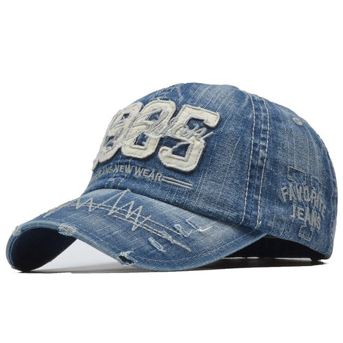 Load image into Gallery viewer, 100% Cotton Brand Men Women Baseball Cap High Quality Washed Fitted Cap Denim 1985 Snapback Hats Outdoor Dad Hat
