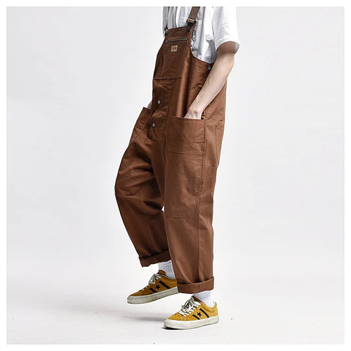 Load image into Gallery viewer, High Quality Khaki Multi Pocket Tool Strap Pants Men&#39;s Workwear Fashion One Piece Pants Ins Fashion Jumpsuit Y5504
