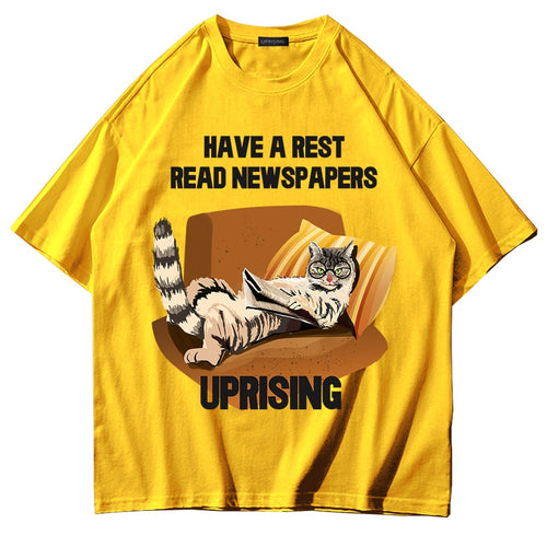 Load image into Gallery viewer, Hip Hop Cartoon Girl Cat Japanese Kanji Print T Shirt Streetwear Harajuku T-Shirt Men Summer Short Sleeve Tshirt Tops Tees
