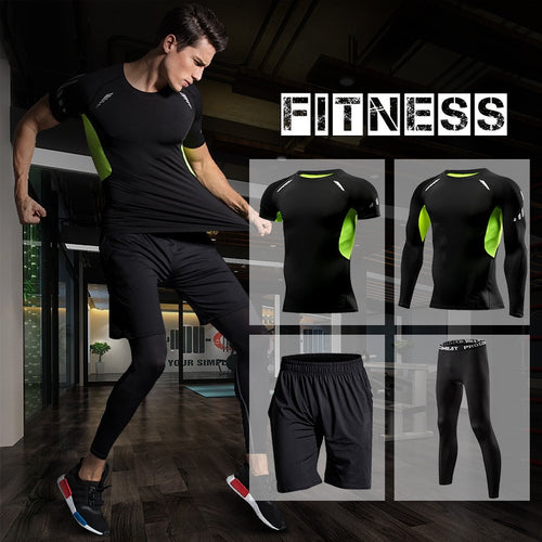 Load image into Gallery viewer, Gym Tight Running Set for Men&#39;s Sport Suit Outdoor Jogging Sports Clothing Men Fitness Sportswear Dry Fit Training Tracksuit MMA

