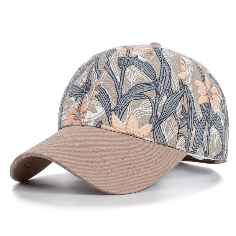 Fashion Women Cap Flowers And Foliage Print Baseball Cap Female Outdoor Streetwear Caps Hats