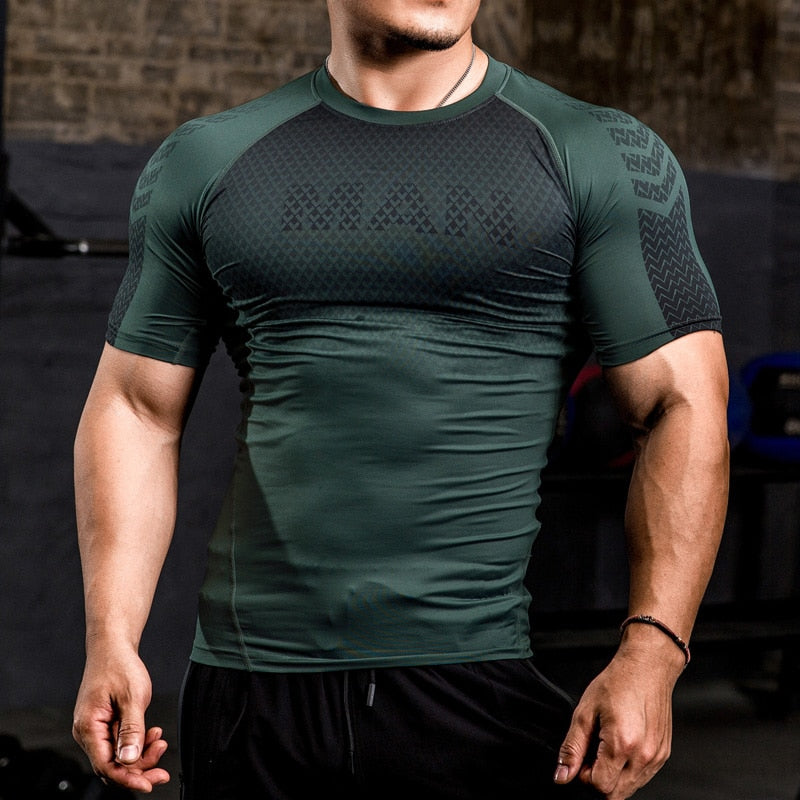 Men Running Compression T-shirt Short Sleeve Sport Tees Gym Fitness Sweatshirt Male Jogging Tracksuit Homme Athletic Shirt Tops