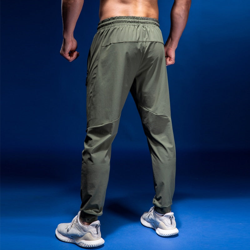 Men's Sports Running Pants Joggers Training Elastic Cylinder Active Pants Gym Workout Jogging Trousers Plus size Elastic Pants