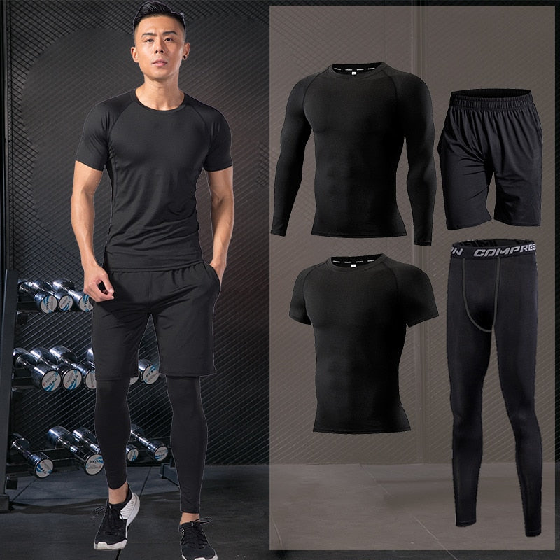 Men's Sportswear Suit Gym Tights Training Clothing For Male Workout Jogging Compression Sport Set PRO Fitness Running Tracksuits