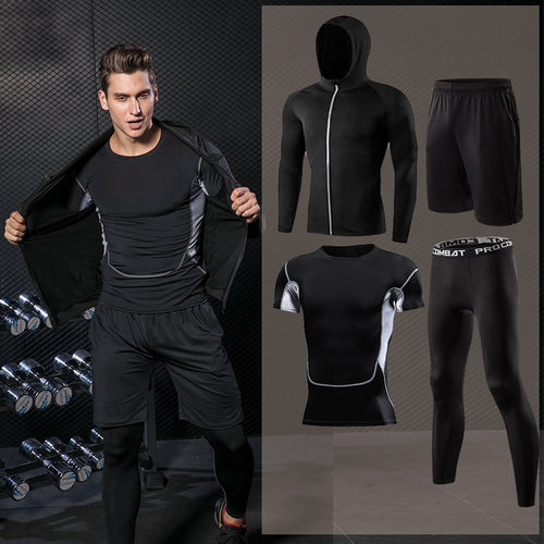 Load image into Gallery viewer, Men&#39;s Sportswear Running Set Fitness Sport Suit Outdoor Jogging Tracksuit Compression Sports Clothing Tight Workout Sport Wear
