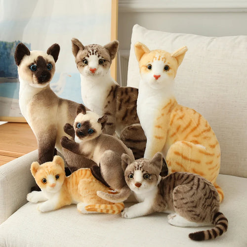 Load image into Gallery viewer, Simulation American Shorthair Cat Plush Stuffed lifelike Plush Siamese cat Animals Doll Toys For Children Pet Toy Decoration
