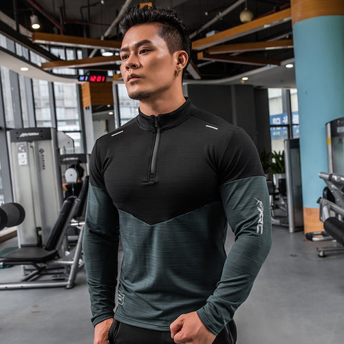 Load image into Gallery viewer, Mens Gym Compression Shirt Male Rashgard Fitness Long Sleeves Running Clothes Homme Tshirt Football Jersey Sportswear Dry Fit
