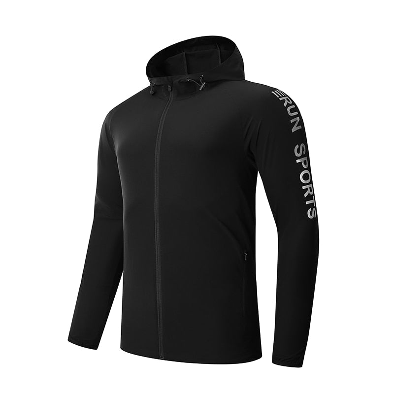 Men Running Sport Jacket Gym Fitness Hoodies Male Sportswear Workout Coat Jogging Hooded Shirt Outdoor Sweatshirt MMA Dry Fit