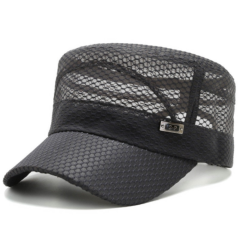 Solid Summer Military Hat Breathable Mesh Baseball Cap Fast Dry