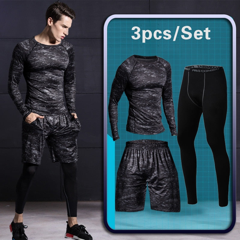 tights men's sports suit gym man's sportswear sport clothes for men training jogging tracksuits running compression sport suits
