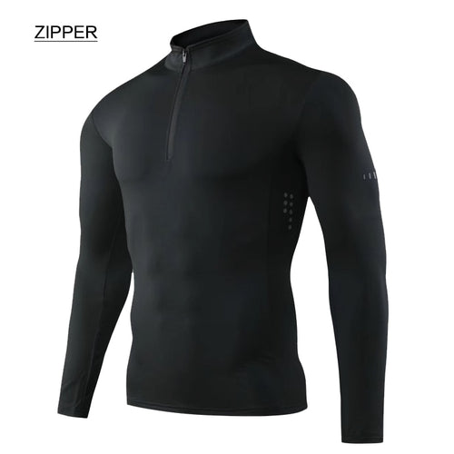 Load image into Gallery viewer, Men Tight Sport T-Shirt Long Sleeve Gym Running Clothing Fitness Compression Sportswear Zip Pullover Hiking Rashgard Sweatshirt
