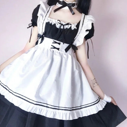 Load image into Gallery viewer, Kawaii Maid Dress Lolita Maid Cosplay Costume Uniform Japanese Cute Milkmaid Sexy Waitress Dress Puff Sleeve Outfit Women
