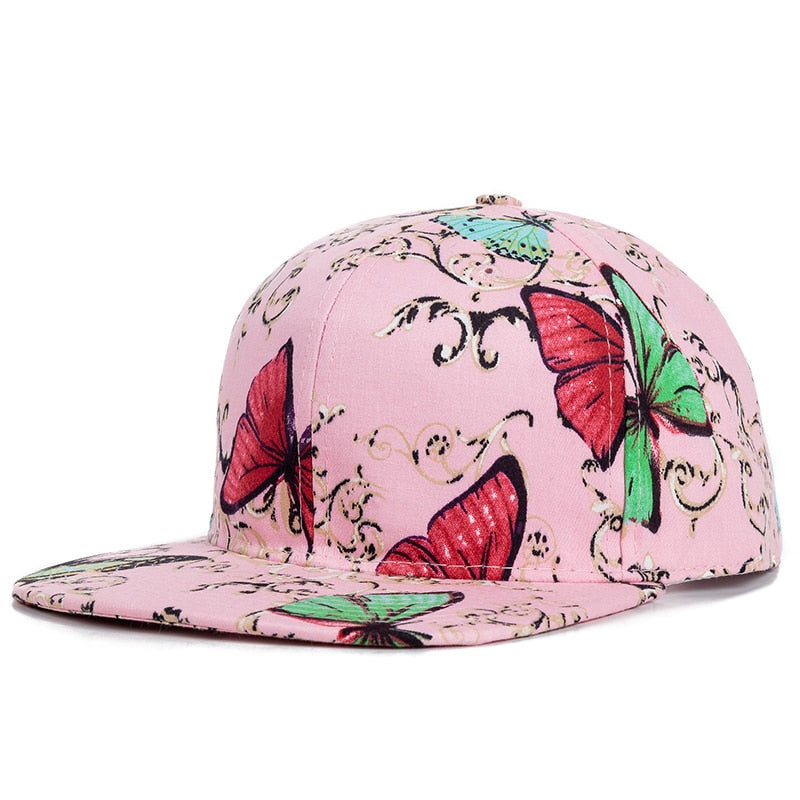 Women Cap Fashion Cotton Butterfly Flower Digital Printing Baseball Cap Female Outdoor Street Hip Hop Snapback Hat
