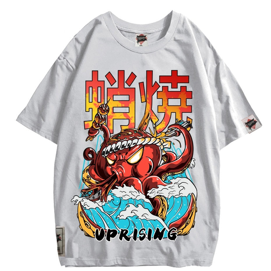 Hip Hop T Shirt Streetwear Oversized Funny Octopus Men Harajuku T-Shirt Japanese Style Summer Tops Tees Cotton anime Tshirt