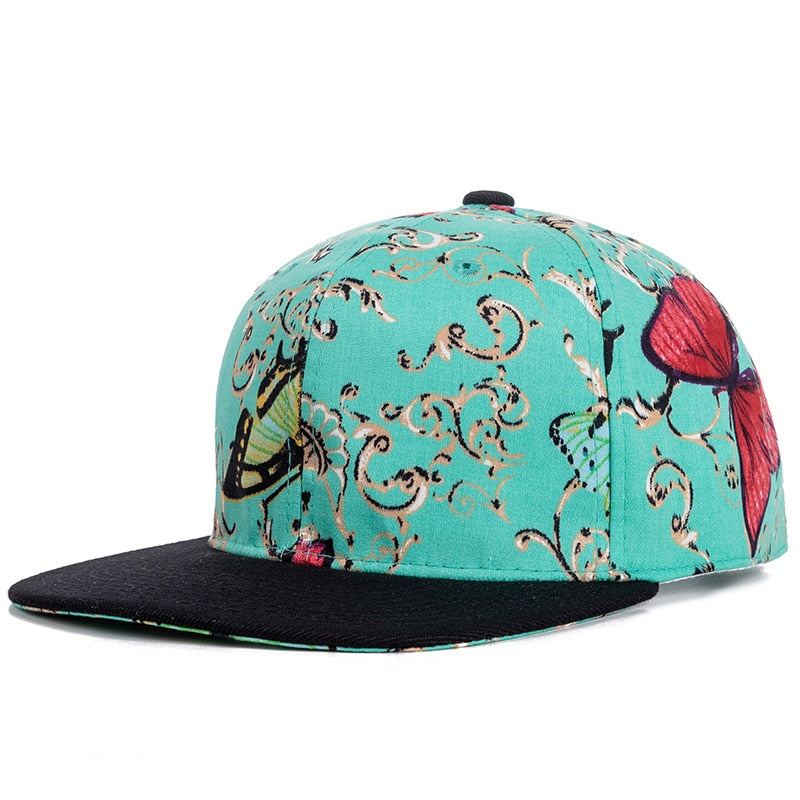 Women Cap Fashion Cotton Butterfly Flower Digital Printing Baseball Cap Female Outdoor Street Hip Hop Snapback Hat