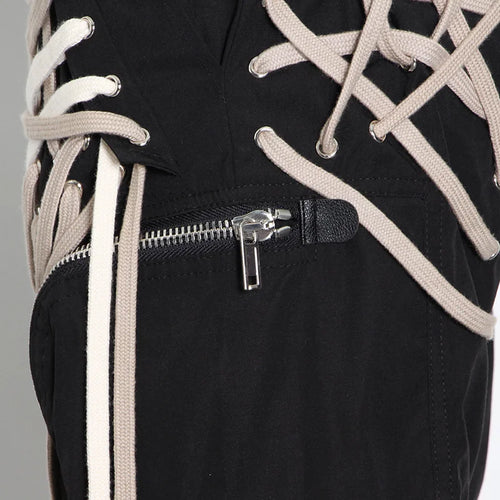 Load image into Gallery viewer, Patchwork Drawstring Bandage Pants For Women High Waist Zipper Casual Cargo Trousers Female Summer Fashion
