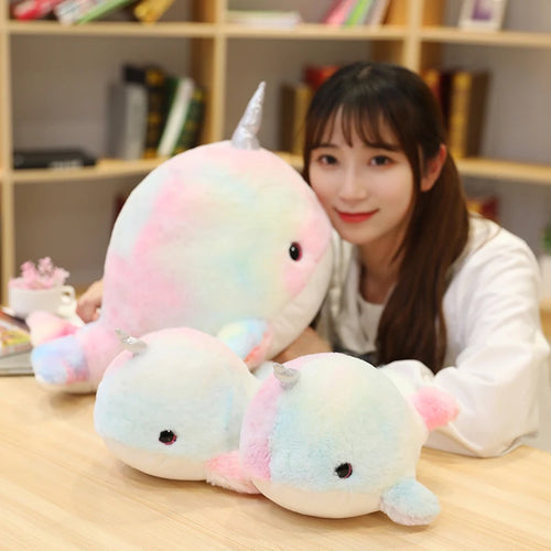 Load image into Gallery viewer, High Quality 45cm Stuffed Ocean Sea Animals Rainbow Whale Doll Soft Plush Animal Toy For Children Christmas Gift kid Brinquedos
