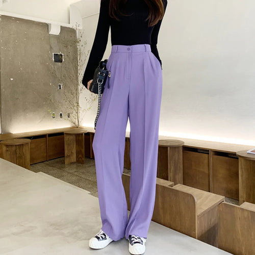 Load image into Gallery viewer, Casual Full Length Pants For Female High Waist Loose Pleated Wide Leg Pants For Female Fashion Summer Clothing
