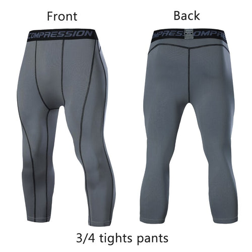 Load image into Gallery viewer, Men&#39;s Sports 3/4 Cropped Pants Gym Running Leggings Male Joggings Elastic Compressions Sweatpant Football Basketball Trousers
