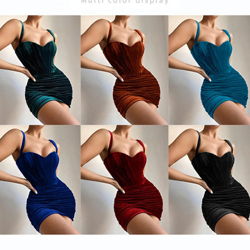 Load image into Gallery viewer, High Quality Summer Velvet Bodycon Dress Women 2021 New Arrivals Lined Green Party Dress Sexy Celebrity Evening Club Night Dress
