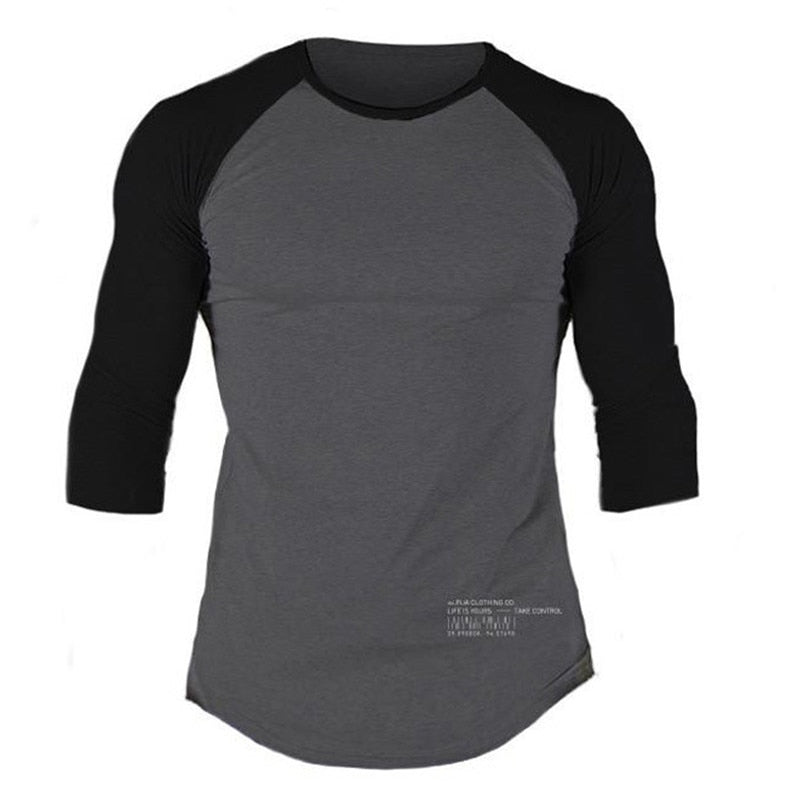 Cotton Long Sleeve Shirt Men Casual Skinny T-shirt Gym Fitness Bodybuilding Workout Tee Tops Male Crossfit Run Training Clothing