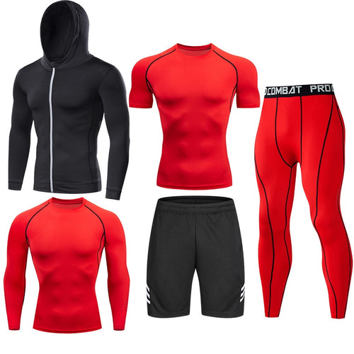 Load image into Gallery viewer, Men&#39;s Compression Running Set Football Basketball Cycling Fitness Sport Wear Kits Teenager Tight Breathable Tracksuits Jersey
