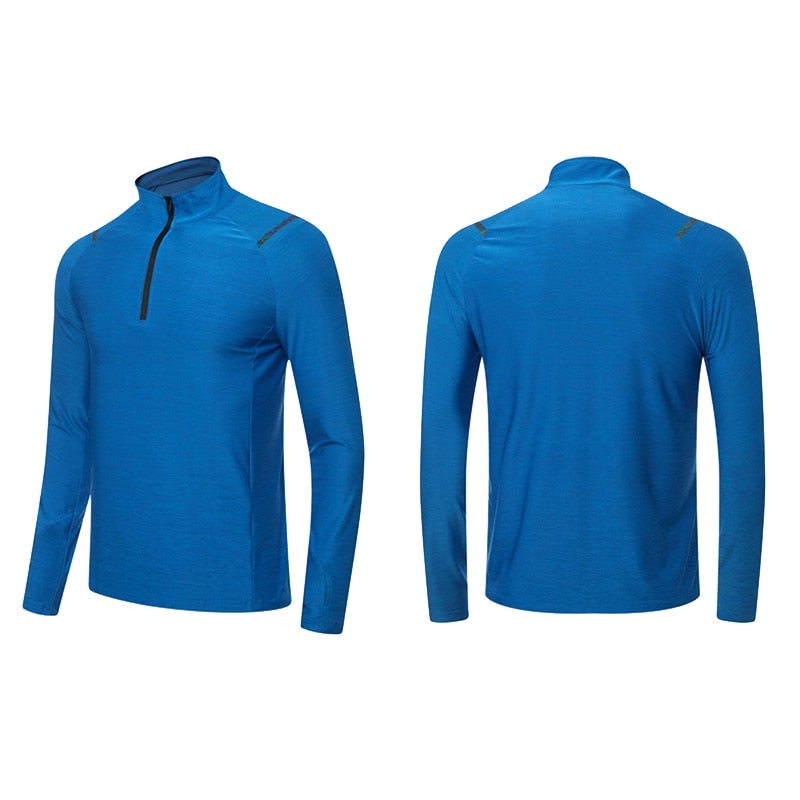 Men Running T-shirt Training Long Sleeve Sport Polo Shirt Top Gym Jogging Workout Sweatshirt High Quality Fitness Sportswear