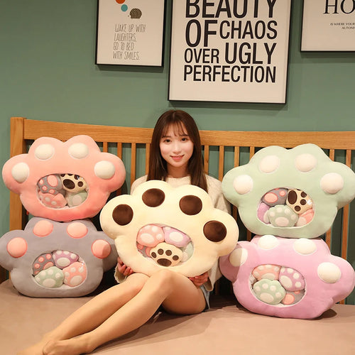 Load image into Gallery viewer, 50*40 Kawaii Cat Paw Plush Toys with 5 Small Paws Cute Pocket Pillow Sofa Cushion Stuffed Soft Cat Dolls for Children Girls Gift
