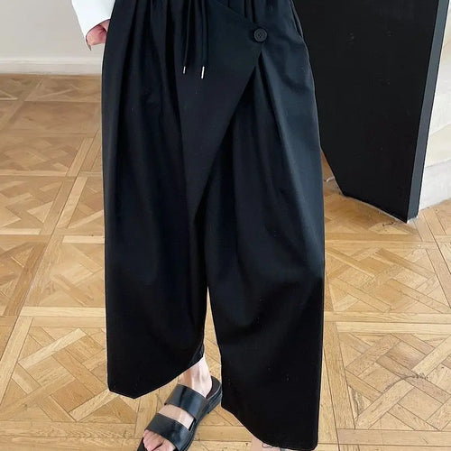 Load image into Gallery viewer, Summer Loose Wide Leg Pants For Men Japan Korean Trend Temperament Fashionable Black Ankle Length Pants 9Y6986
