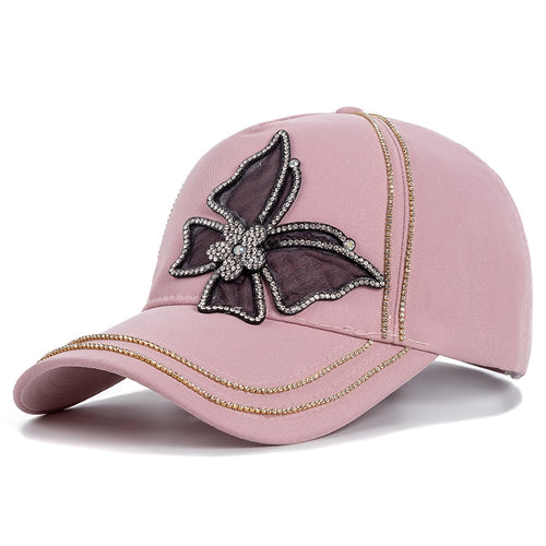 Load image into Gallery viewer, Fashion Women&#39;s Hat Butterfly Diamond Metal Baseball Cap Female Outdoor Streetwear Adjustable Summer Cotton Cap
