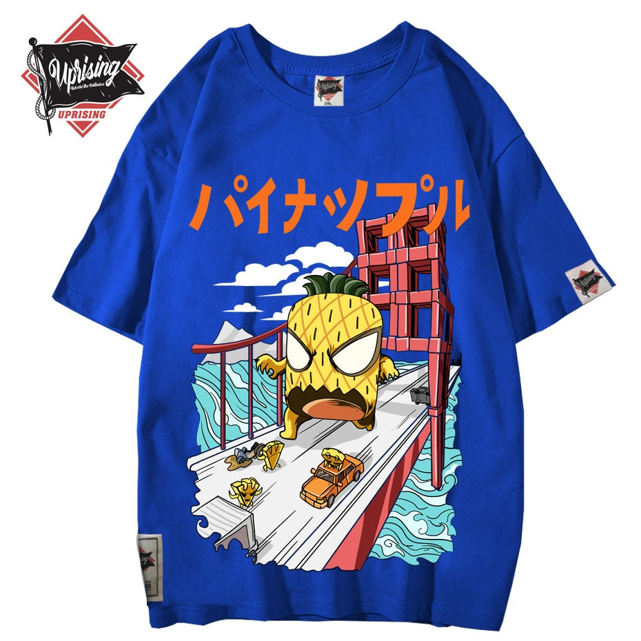 Men Pineapple Hip Hop T Shirt Japanese Harajuku attack Monster T-Shirt Streetwear Summer Tops Tees Cotton Tshirt Oversized