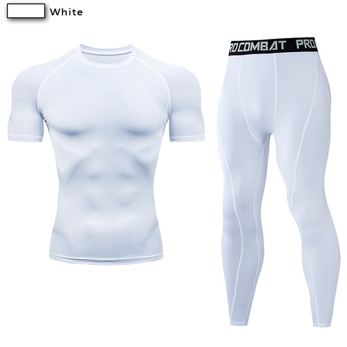 Load image into Gallery viewer, Men&#39;s Compression Sportswear Suit GYM Tight Clothes Yoga Sets Workout Jogging MMA Fitness Clothing Tracksuit Pants Sporting
