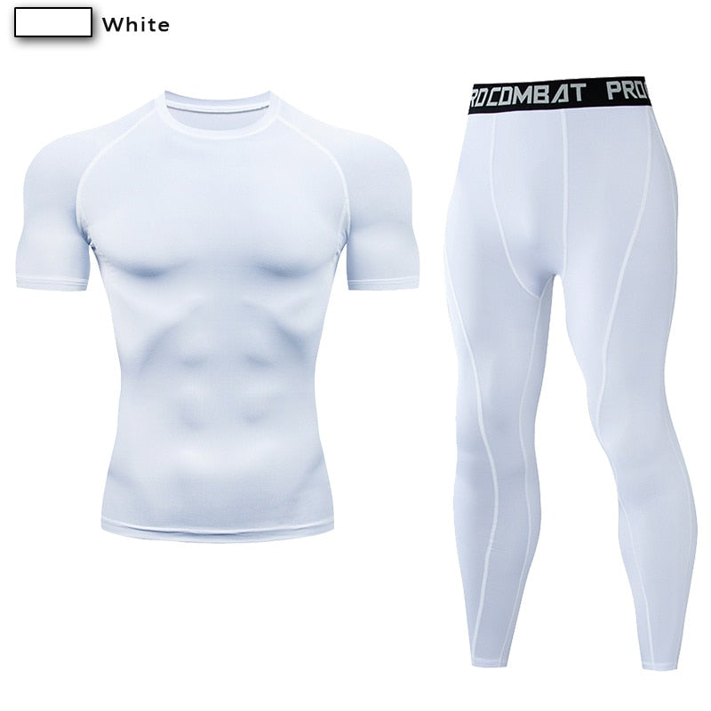 Men's Compression Sportswear Suit GYM Tight Clothes Yoga Sets Workout Jogging MMA Fitness Clothing Tracksuit Pants Sporting