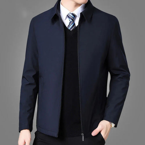Load image into Gallery viewer, Brand Business Men&#39;s Jacket Casual Coats Turn down Collar Zipper Simple Middle-Aged Elderly Men Dad clothes Office Outerwear men
