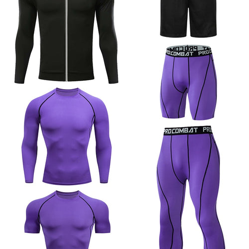 Load image into Gallery viewer, 6 Pcs Set Men Sportswear Compression Sport Suit Quick Dry Running Sets Clothes Sports Joggers Training Gym Fitness Tights
