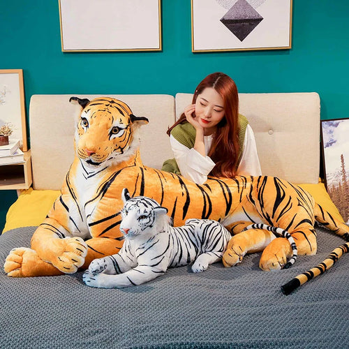 Load image into Gallery viewer, 30-120cm Stuffed Animal Simulation Giant Plush Tiger White Brown Cute Plush Tiger Birthday Gifts  Children Baby Christmas Gifts
