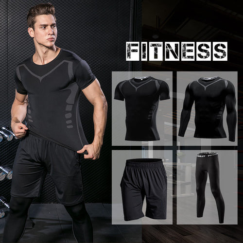 Load image into Gallery viewer, Men&#39;s Running Set Training Tracksuit Male Outdoor Sports Clothing Gym Compression Jogging Suit Fitness Tight Sportswear Rashgard
