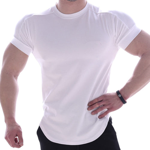 Load image into Gallery viewer, Casual Solid Short Sleeve T-shirt Men Gym Fitness Sports Cotton Shirt Male Bodybuilding Skinny Tee Tops Summer Training Clothes
