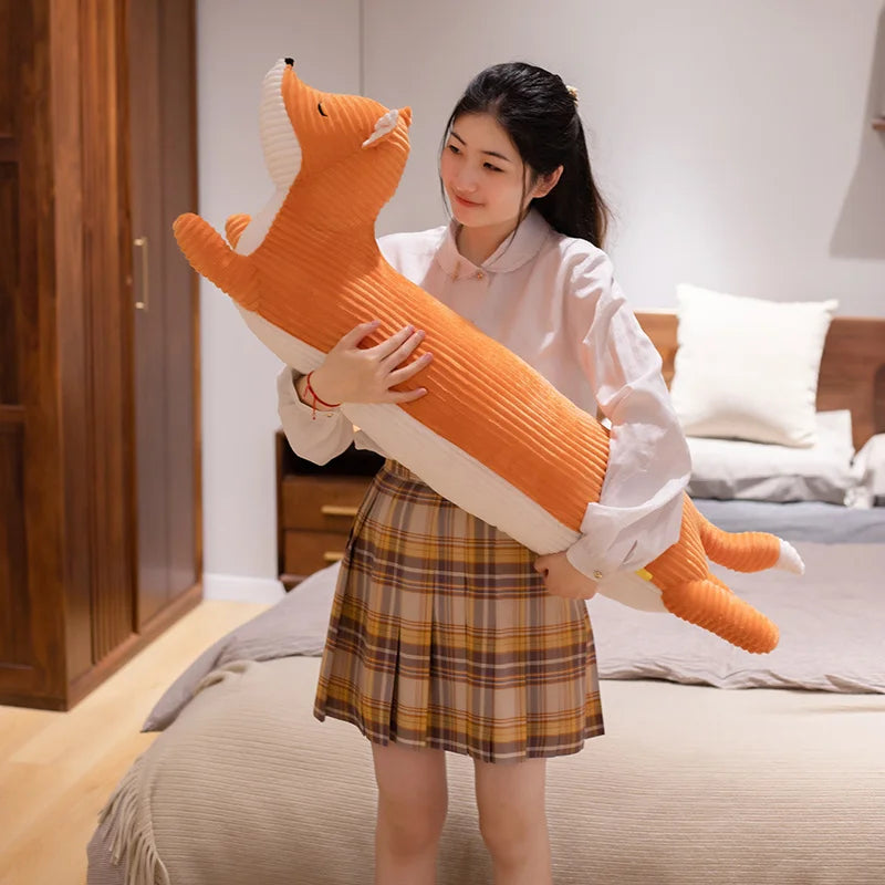 1pc 110cm Cartoon Long Body Fox &Husky Shiba Inu &Sausagedog Plush Toys Cute Animal Dolls Sleeping Pillow for Children Kids