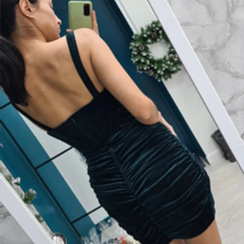 Load image into Gallery viewer, High Quality Summer Velvet Bodycon Dress Women 2021 New Arrivals Lined Green Party Dress Sexy Celebrity Evening Club Night Dress
