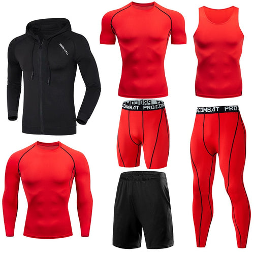 Load image into Gallery viewer, Gym Sport Suit Men&#39;s Running Sets Fitness Sportswear Quick Dry Basketball Tights Running Compression Underwear Tracksuit Clothes
