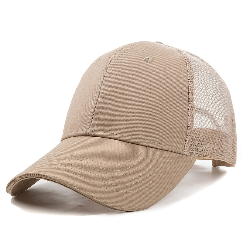 Unisex Mesh Cap Casual Plain Cotton Mesh Baseball Cap Adjustable Summer Cool Hats For Women Men Hip Hop Trucker Hat Dropshipping