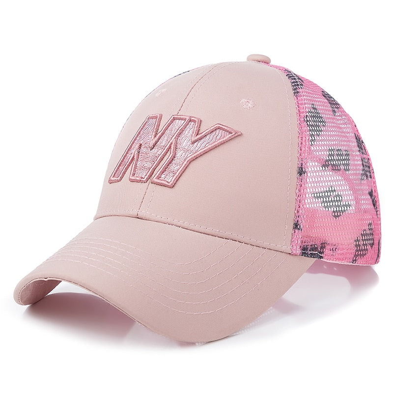 Unisex Mesh Cap High Quality Cotton Baseball Cap NY Letter Embroidery Casual Adjustable Hats For Women Men Trucker Hat Cap